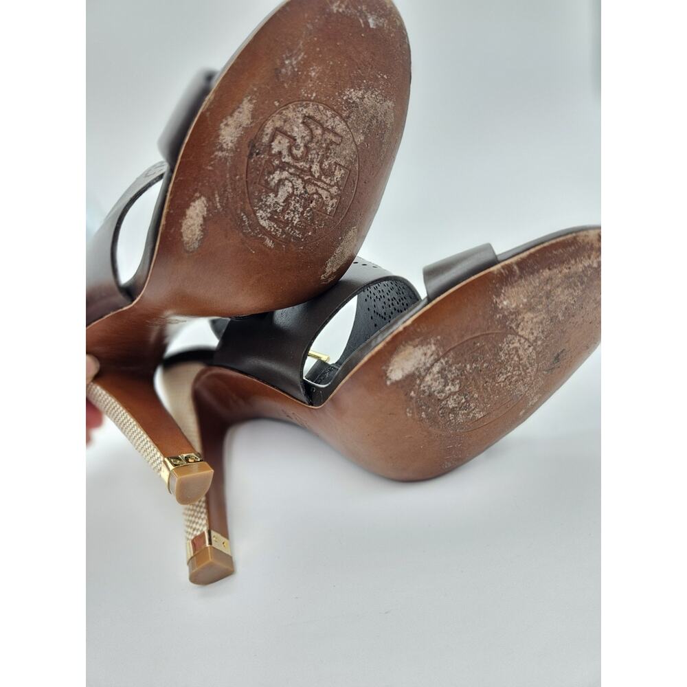Tory Burch Gabriela Leather Slingback Heels Perforated Logo sz 8 - Picture 5 of 8